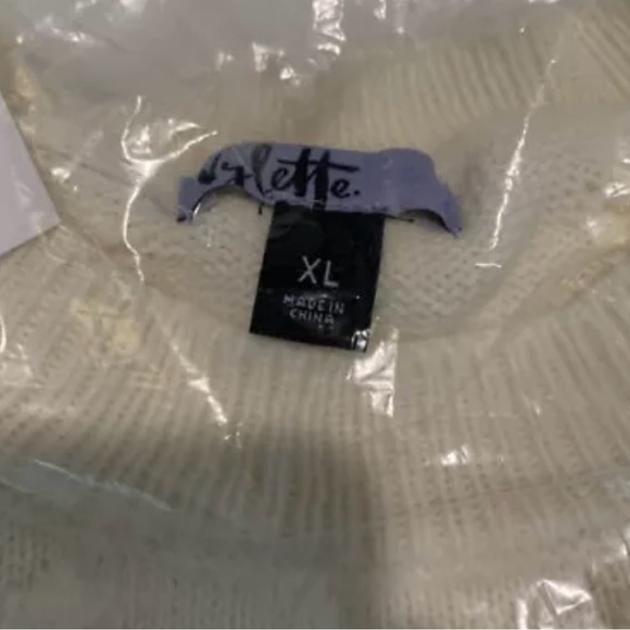 Vylette Cream Ivory Crewneck Bobble Knit Cropped Sweater Soft Size Juniors XL - Picture 6 of 7